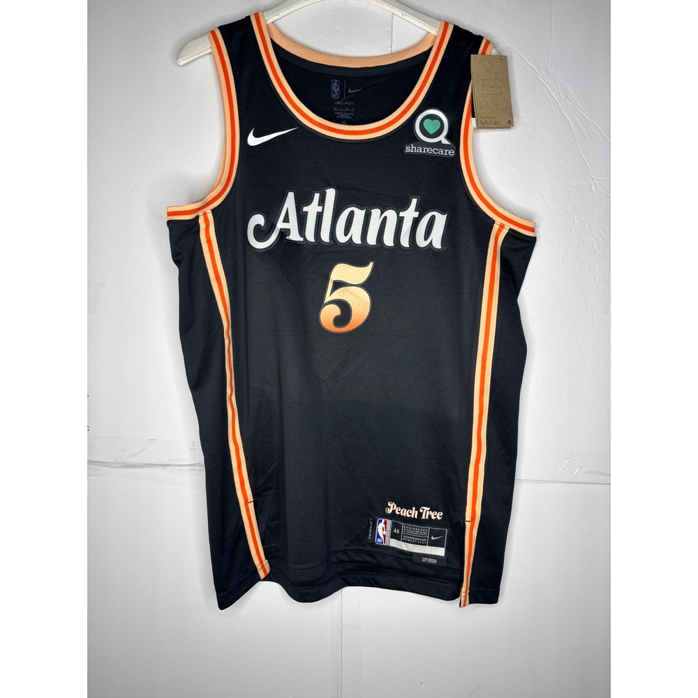 Nike Atlanta Hawks Dejounte Murray 5 City Edition Jersey Black Mens 48 Large NEW